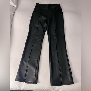 Abercrombie Vegan Leather Split-Hem Flare Leggings